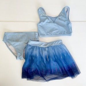 Disney Elsa 3 Piece Swimsuit with Skirt Size 5/6. Blue